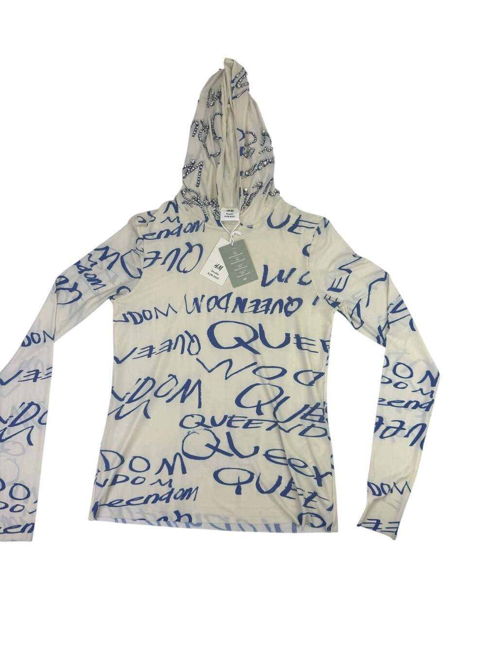 H&M Studio A/W 2021 Graffiti Mesh Jewel Embellished Hoodie